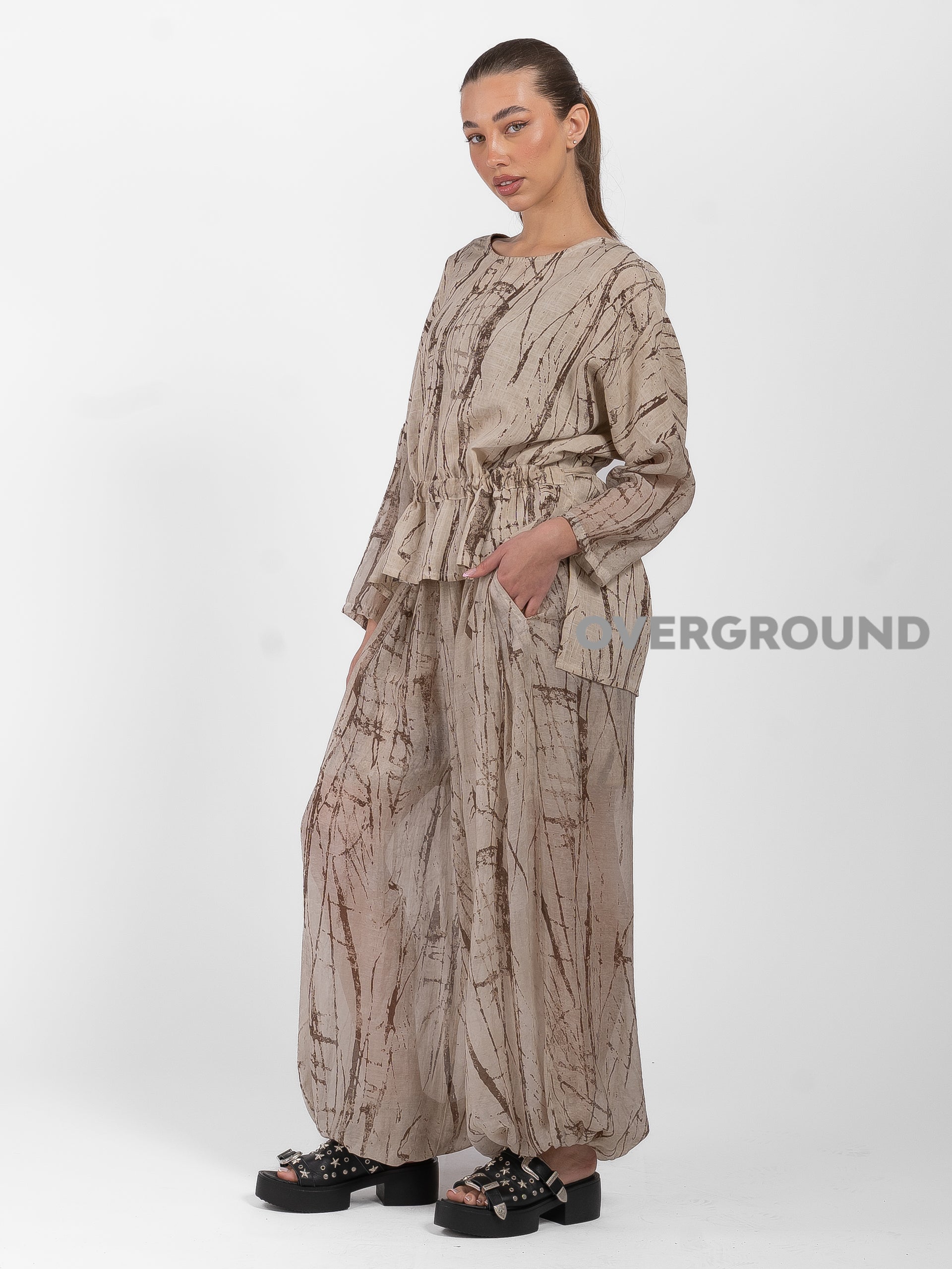 PANTALONE OVER FANTASIA CON ELASTICO IN FONDO - OVERGROUND STORE 