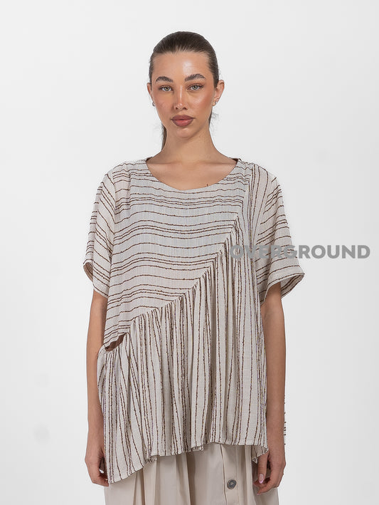 BLUSA OVER CON RIPRESA DAVANTI RIGATA - OVERGROUND STORE 