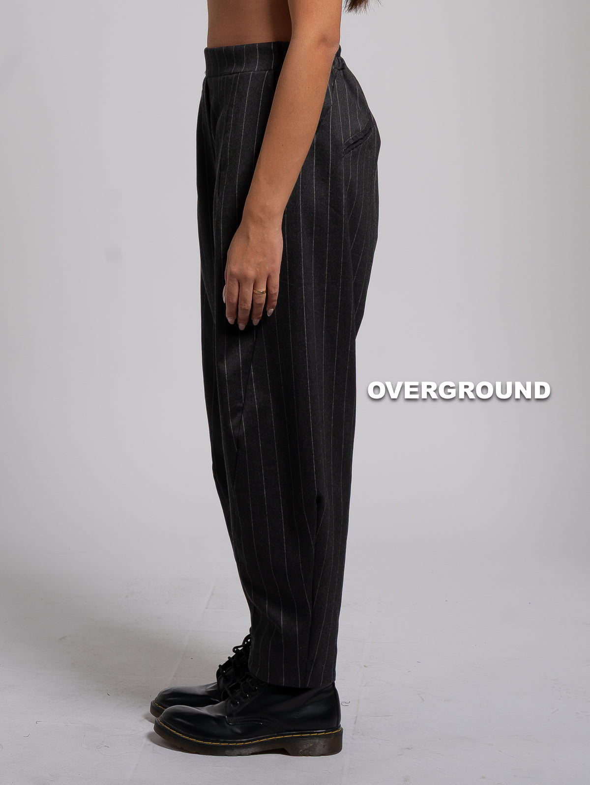 PANTALONE OVER GESSATO CON CUCITURE DAVANTI
