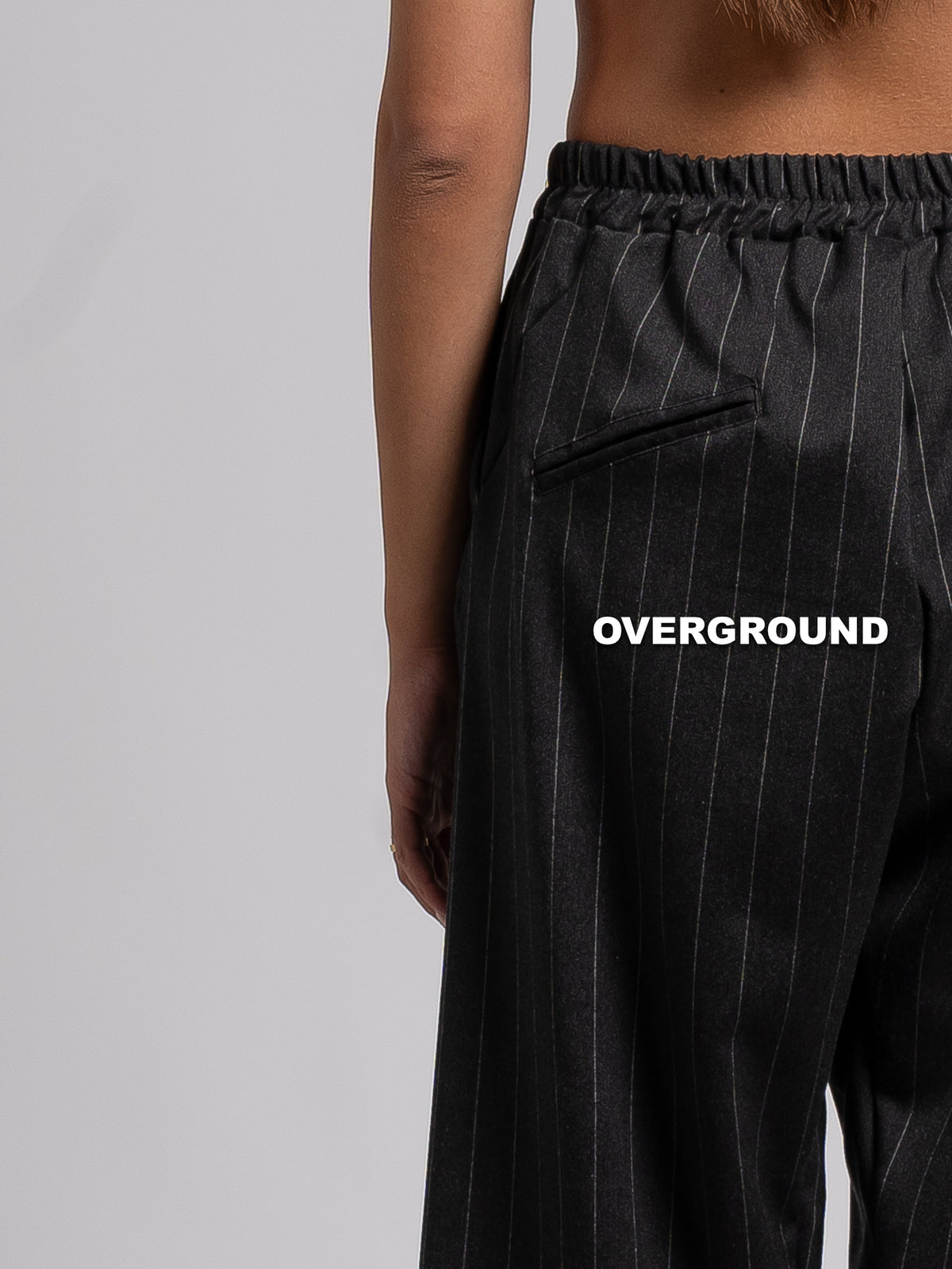 PANTALONE OVER GESSATO CON CUCITURE DAVANTI