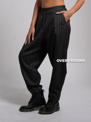 PANTALONE OVER GESSATO CON CUCITURE DAVANTI