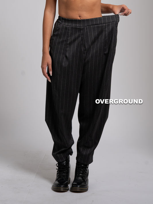 PANTALONE OVER GESSATO CON CUCITURE DAVANTI