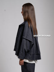 GIACCA OVER COLLO ALTO EFFETTO JEANS