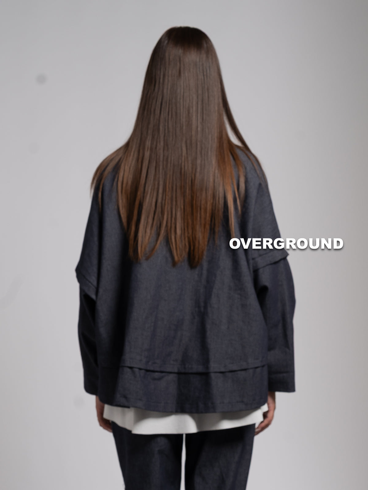 GIACCA OVER COLLO ALTO EFFETTO JEANS