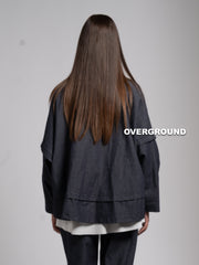 GIACCA OVER COLLO ALTO EFFETTO JEANS