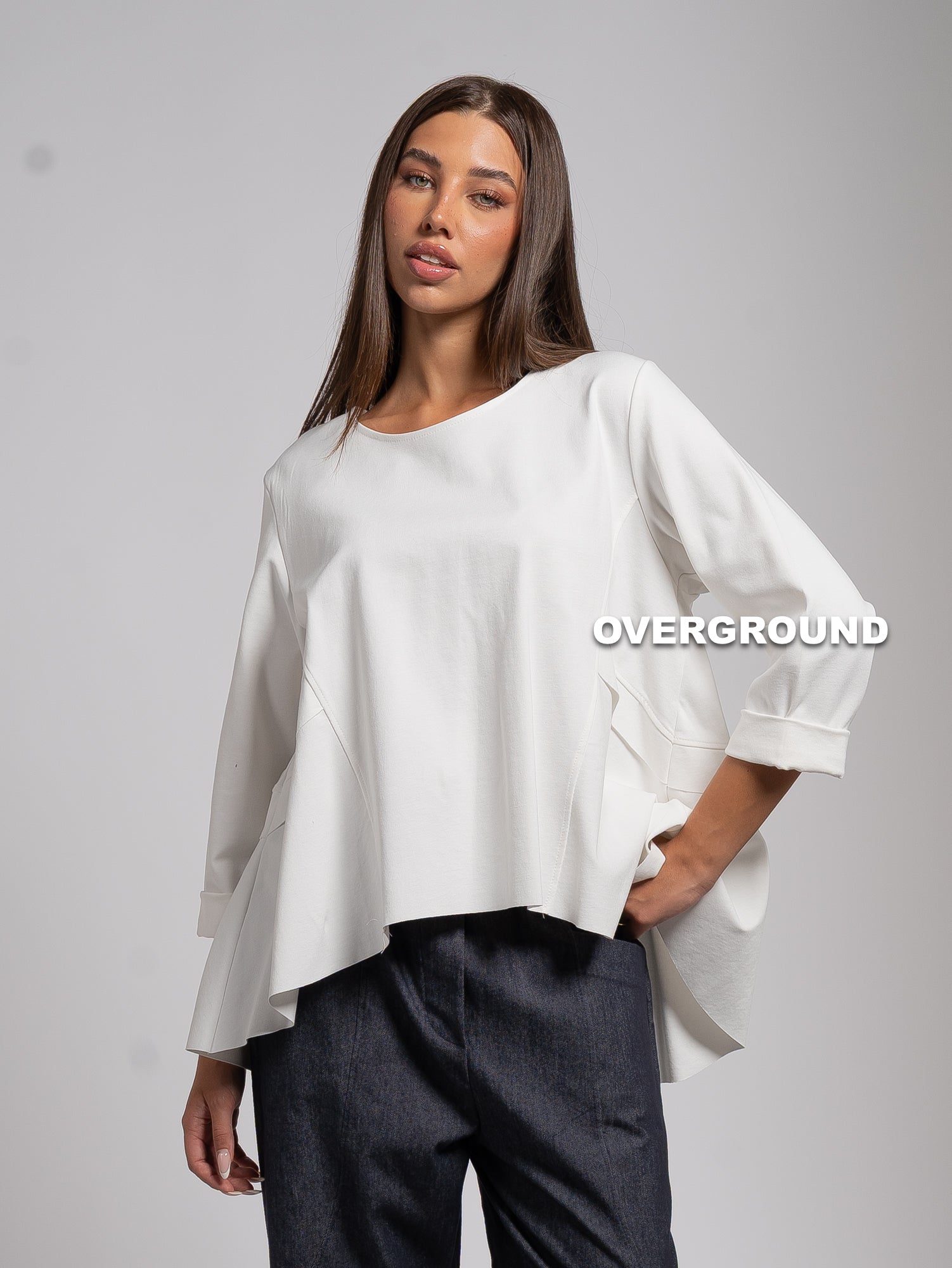 ASYMMETRIC OVERSIZED BLOUSE WITH FRONT SEAMS