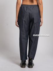 PANTALONE OVER EFFETTO JEANS CON TASCHE DAVANTI
