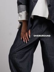 PANTALONE OVER EFFETTO JEANS CON TASCHE DAVANTI