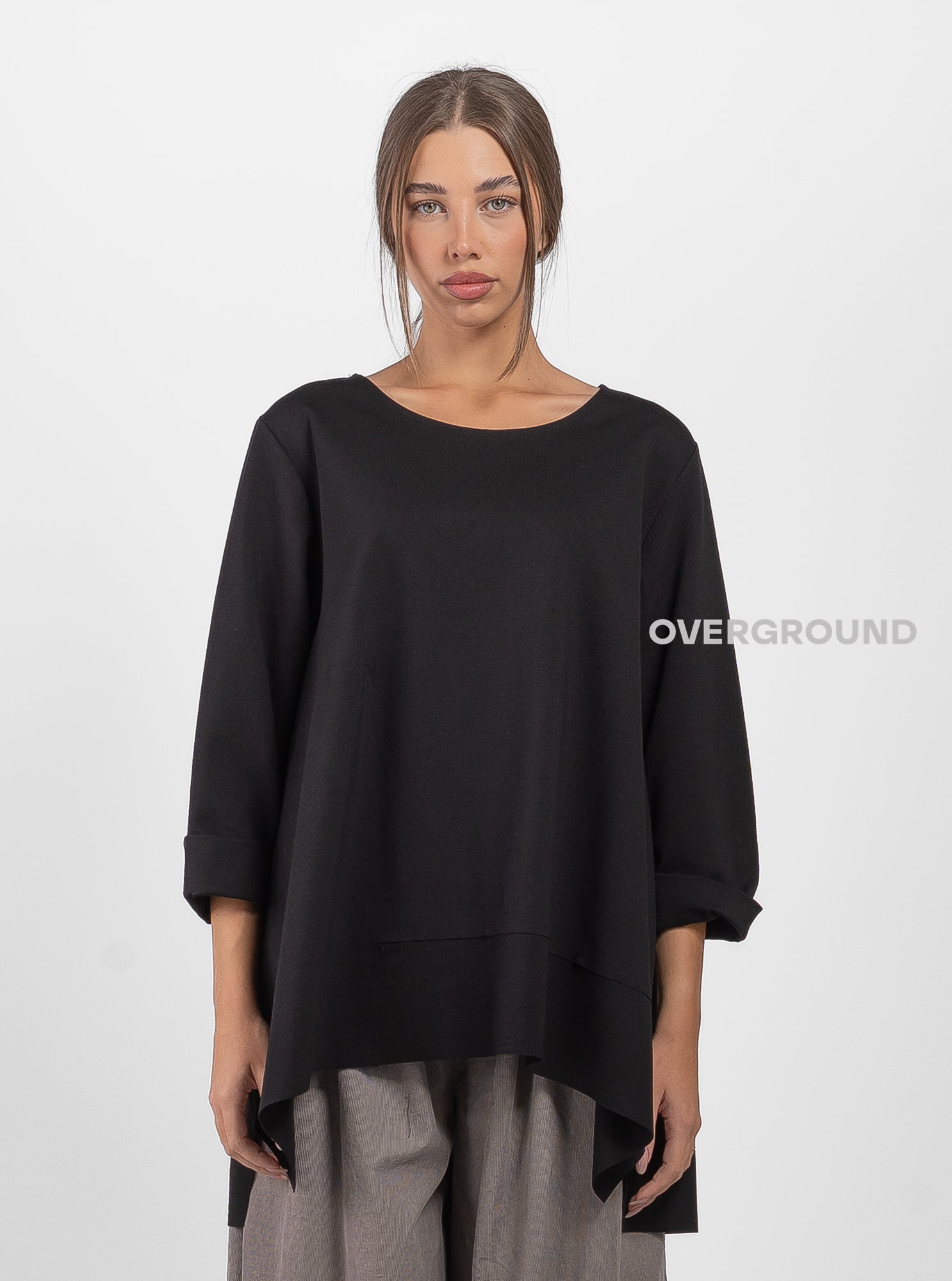 BLUSA LUNGA OVER CON CUCITURE DAVANTI E DIETRO - OVERGROUND STORE 