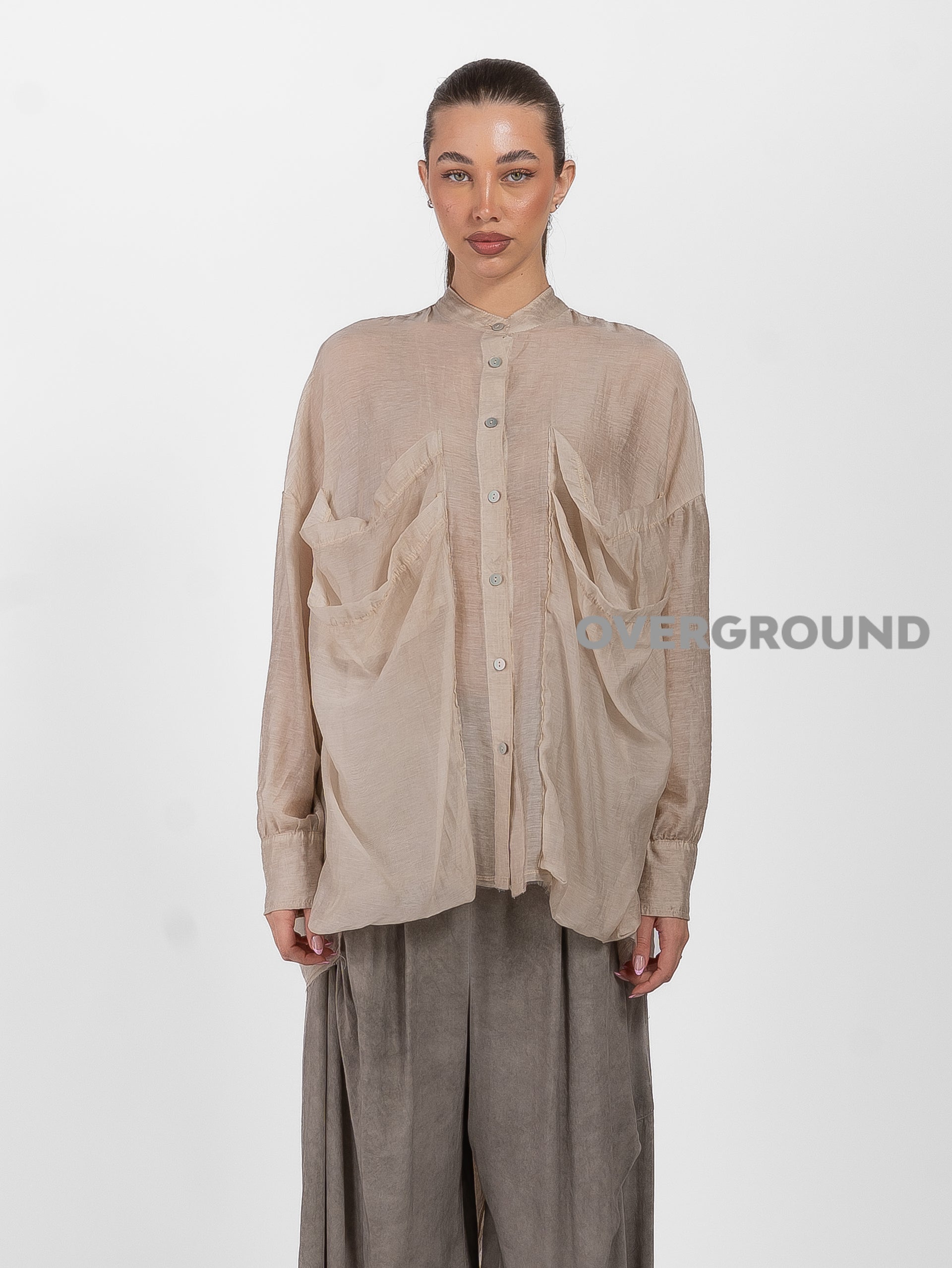 CAMICIA OVER  PIU' LUNGA DIETRO CON TASCHE DAVANTI - OVERGROUND STORE 