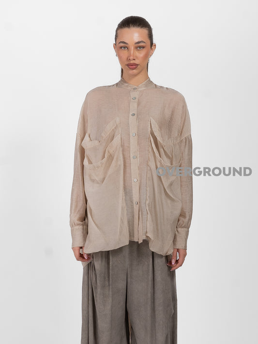 CAMICIA OVER  PIU' LUNGA DIETRO CON TASCHE DAVANTI - OVERGROUND STORE 