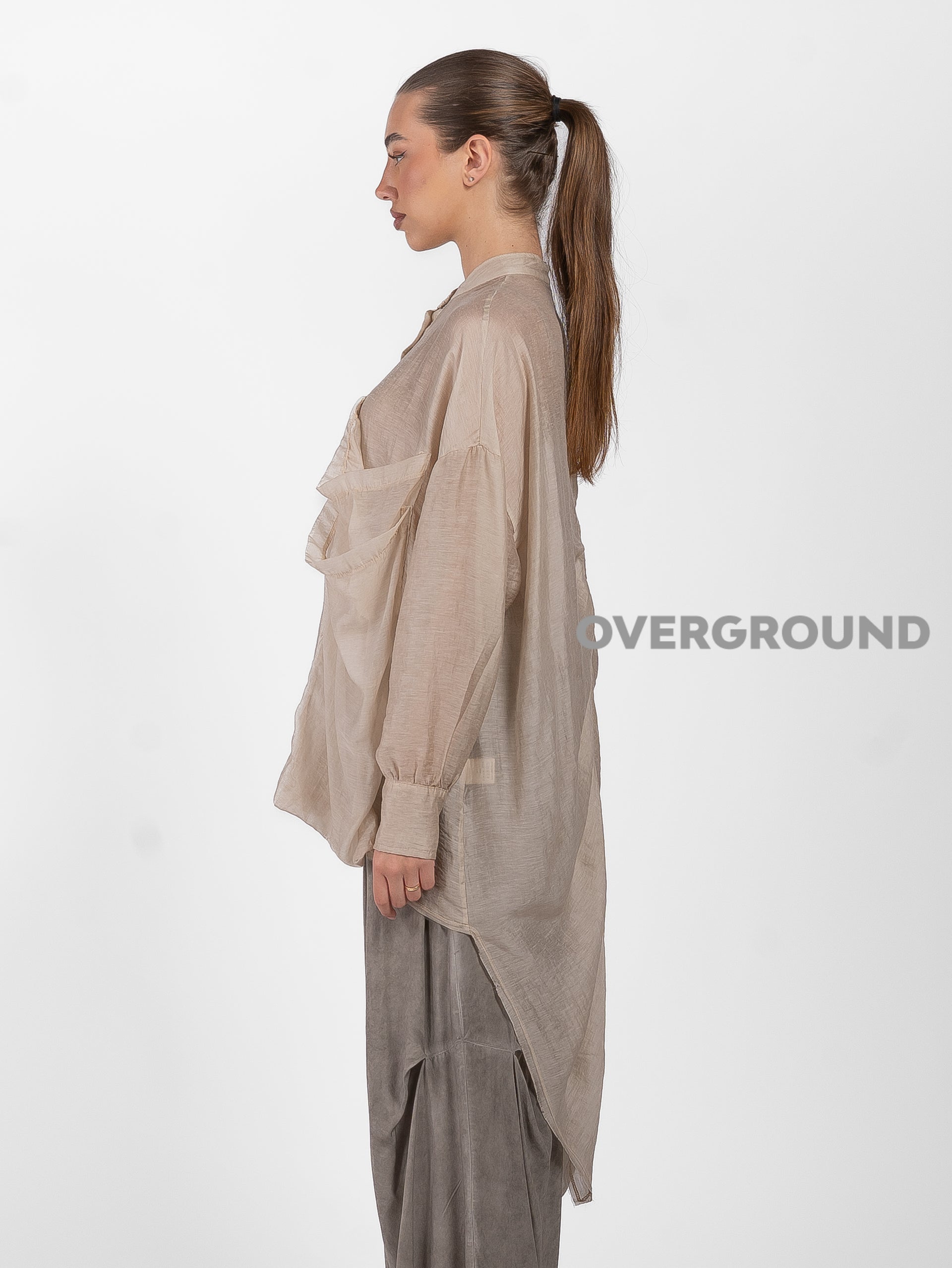 CAMICIA OVER  PIU' LUNGA DIETRO CON TASCHE DAVANTI - OVERGROUND STORE 