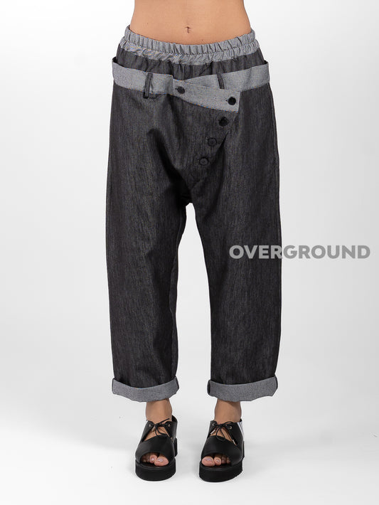 PANTALONE OVER CON PATTINE E BOTTONI - OVERGROUND STORE 