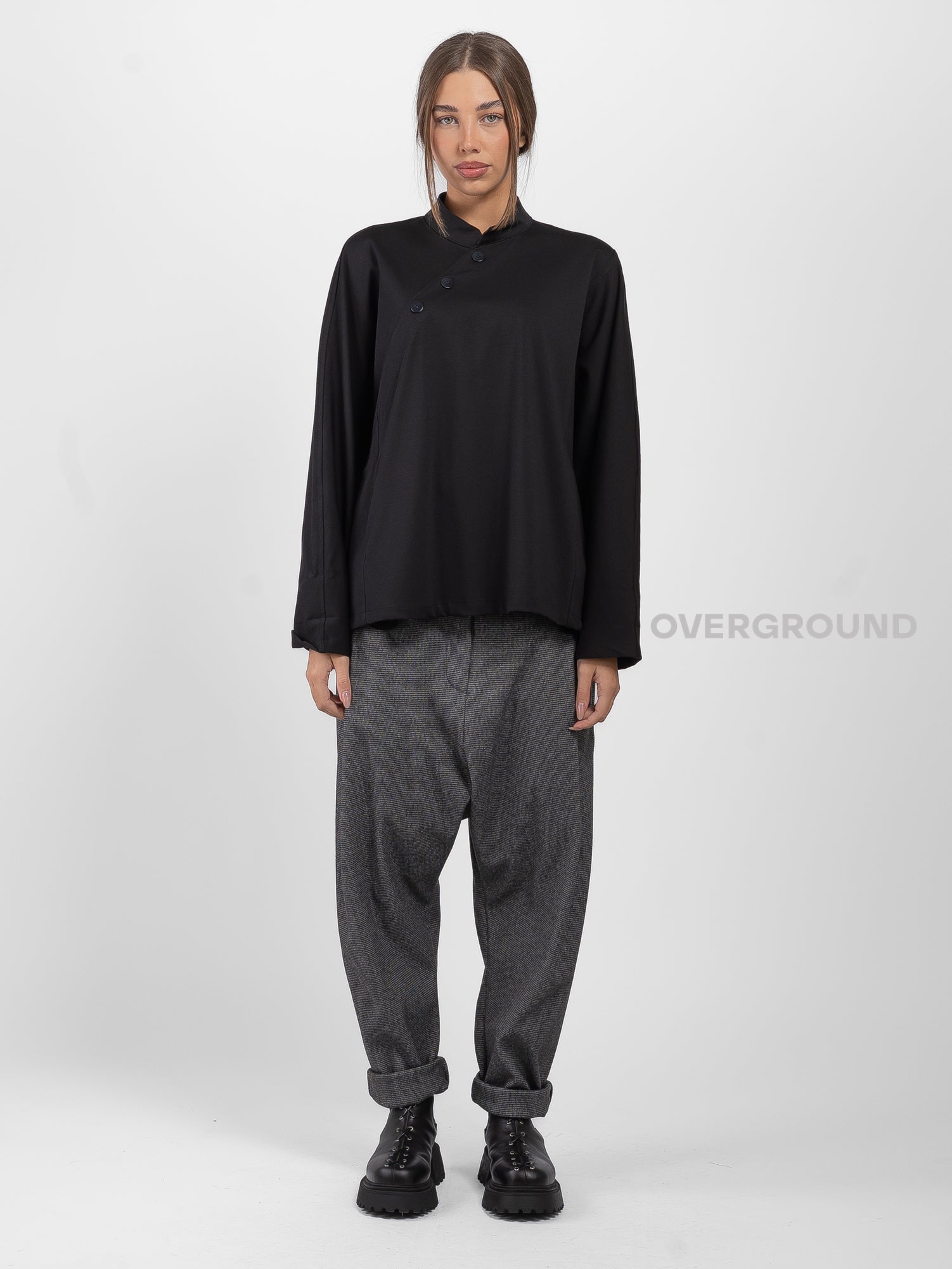 BLUSA CON BOTTONI FRONTALI COLLO COREANA - OVERGROUND STORE 