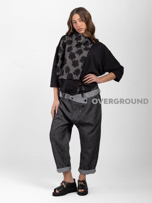 PANTALONE OVER CON PATTINE E BOTTONI - OVERGROUND STORE 