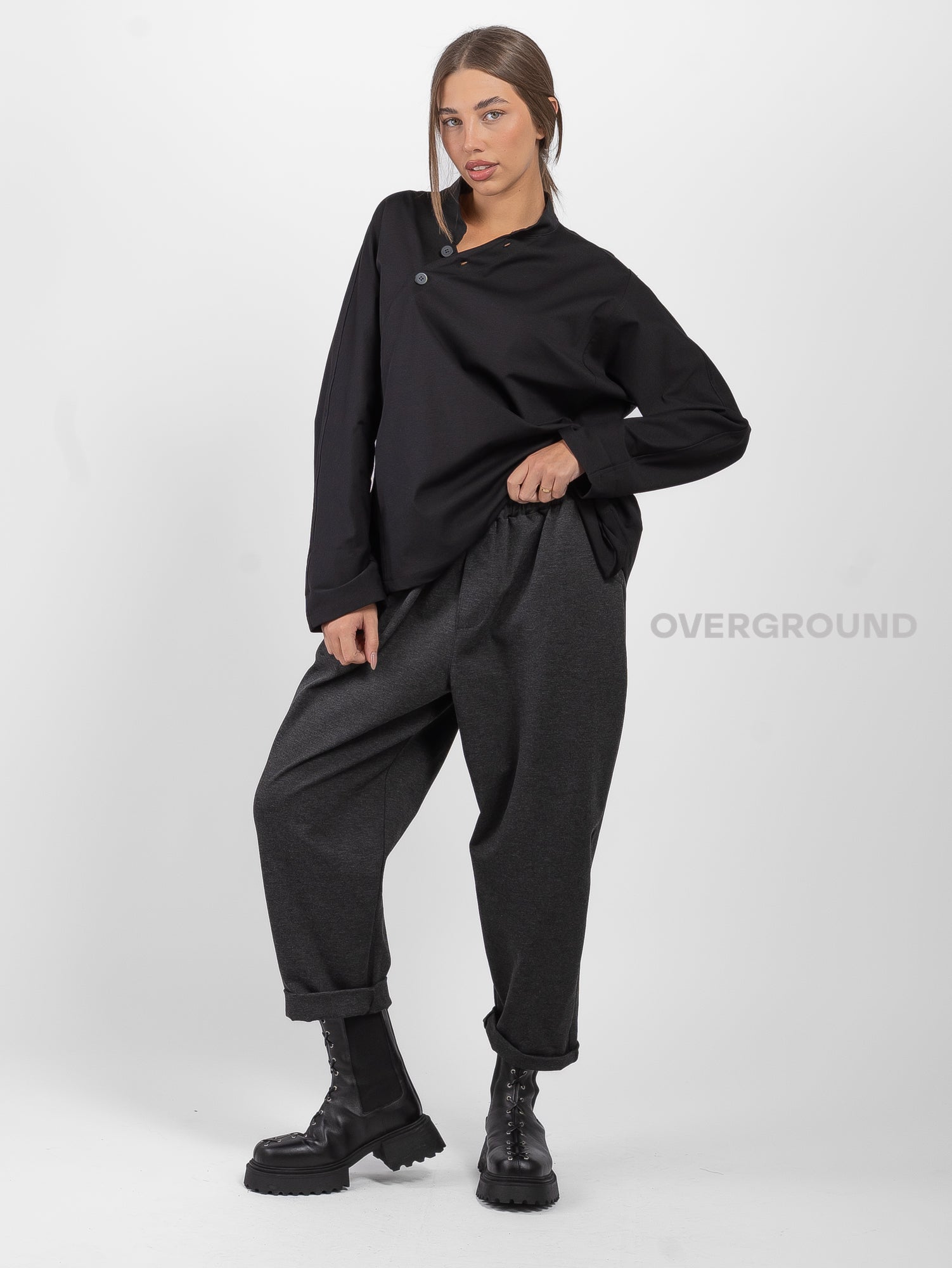 Oversized trousers in Milano stitch 