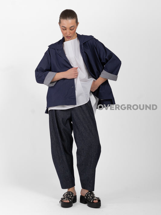 PANTALONE OVER CON CUCITURE SUL GAMBULE EFFETTO JEANS - OVERGROUND STORE 
