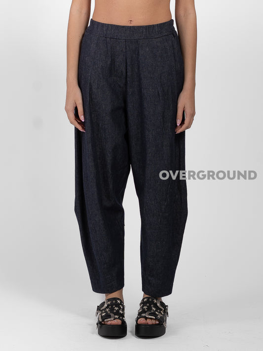 PANTALONE OVER CON CUCITURE SUL GAMBULE EFFETTO JEANS - OVERGROUND STORE 