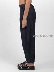 PANTALONE OVER CON CUCITURE SUL GAMBULE EFFETTO JEANS - OVERGROUND STORE 
