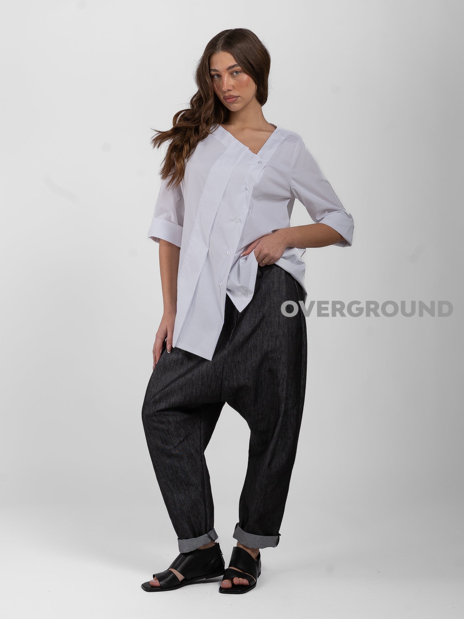 CAMICIA OVER CON ABBOTTONATURA ASIMMETRICA - OVERGROUND STORE 