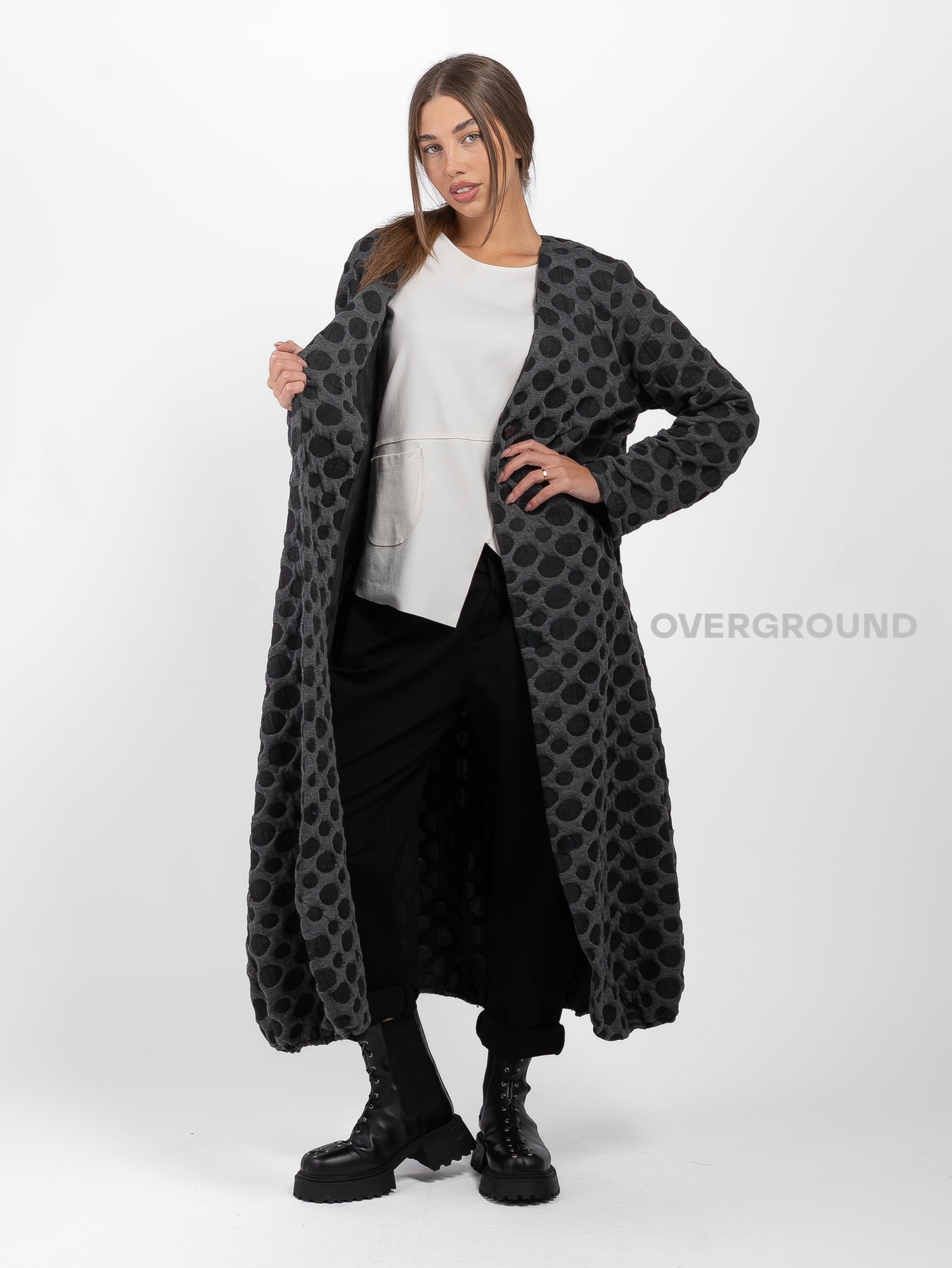 SPOLVERINO LUNGO LAVORATO CHIUSURA TRE BOTTONI - OVERGROUND STORE 