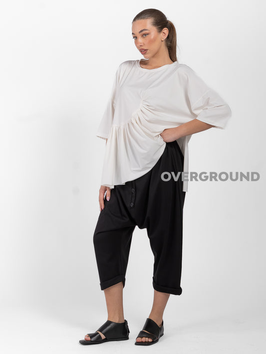 PANTALONE CAVALLO BASSO CON BOTTONI FRONTALI E TASCA - OVERGROUND STORE 
