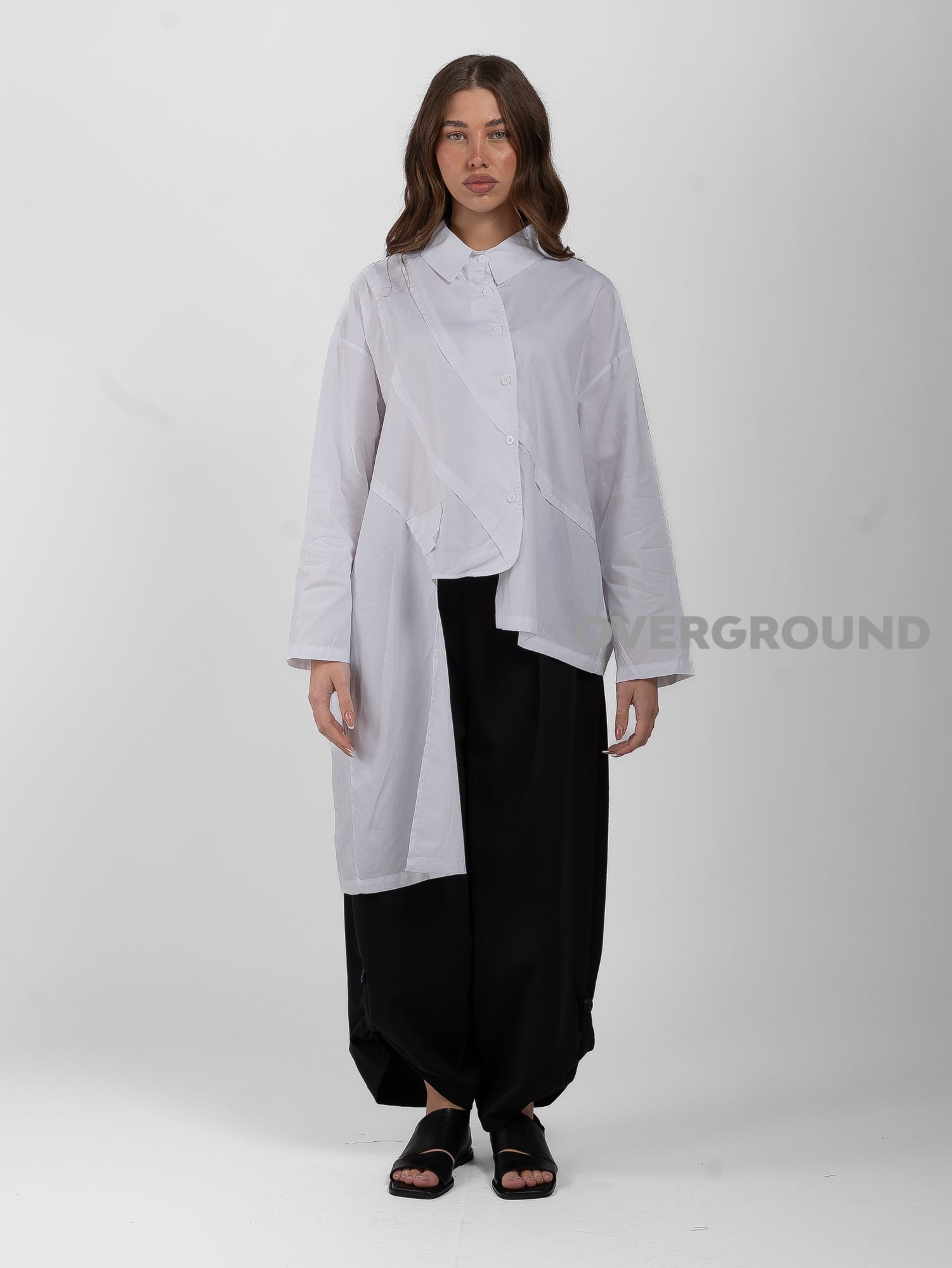 CAMICIA OVER ASIMMETRICA CON CUCITURE DAVANTI - OVERGROUND STORE 