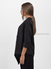 KOREAN COLLAR SHIRT WITH CROSS BUTTONS