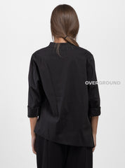 KOREAN COLLAR SHIRT WITH CROSS BUTTONS