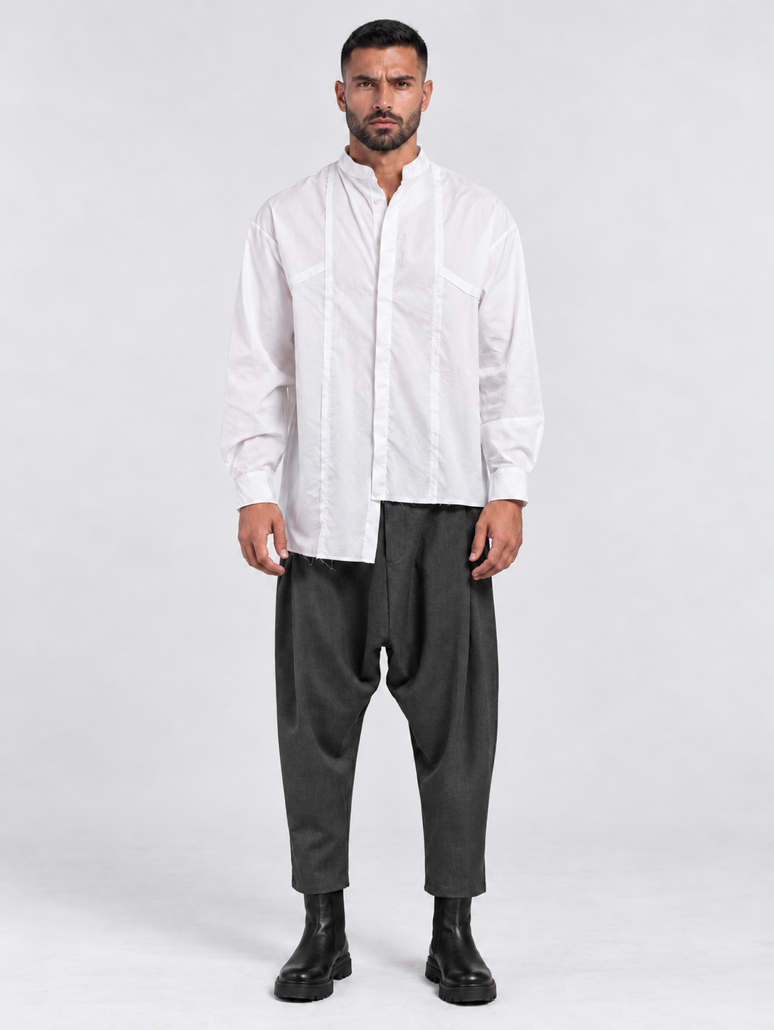 CAMICIA COLLO COREANA CON ABBOTTONATURA CENTRALE Z - OVERGROUND STORE 