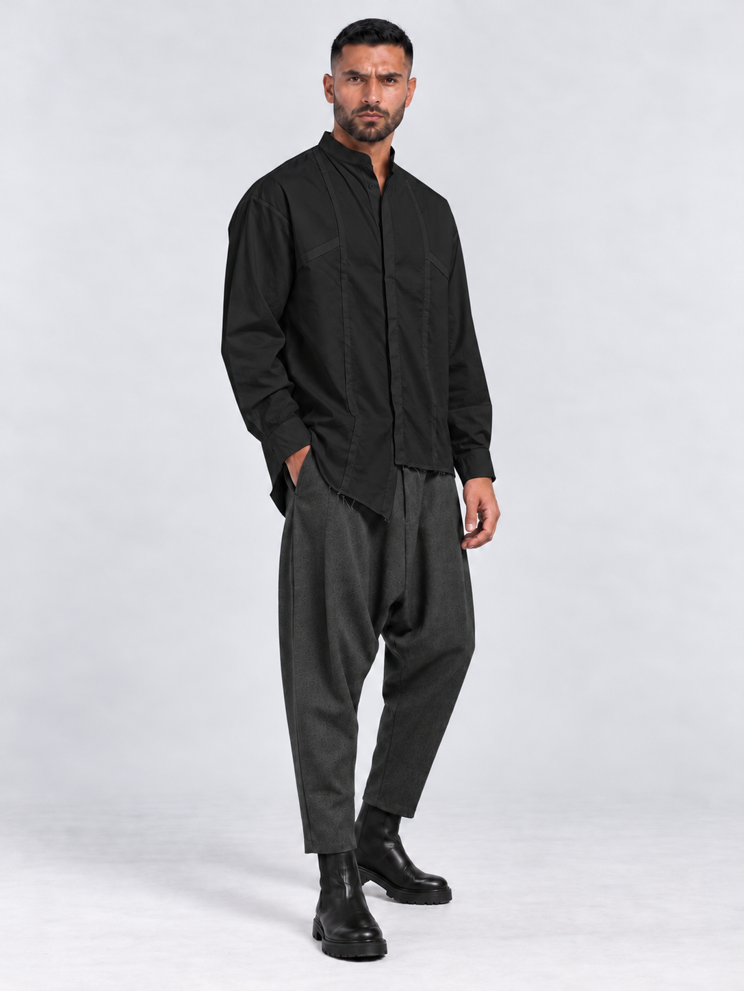 CAMICIA COLLO COREANA CON ABBOTTONATURA CENTRALE Z - OVERGROUND STORE 