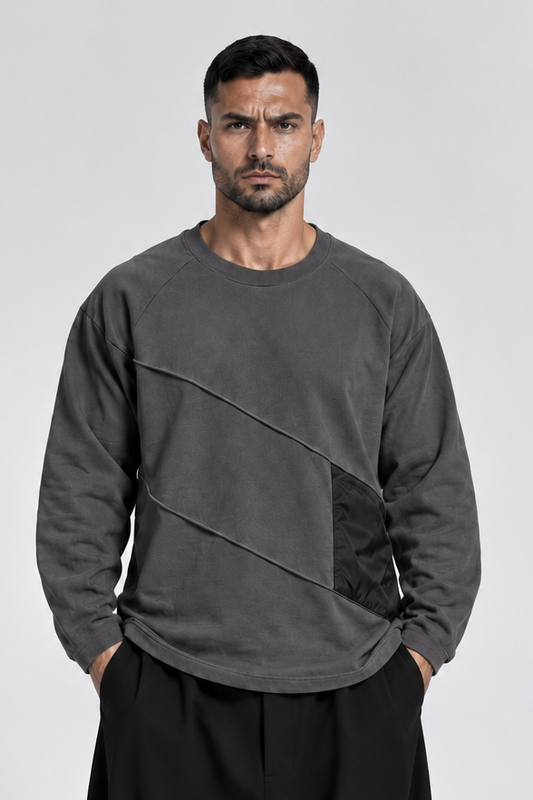 PRE-ORDER | FELPA OVER TAGLIO OBLIQUO CON TASTA DAVANTI - OVERGROUND STORE 