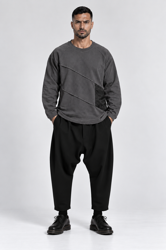 PRE-ORDER | FELPA OVER TAGLIO OBLIQUO CON TASTA DAVANTI - OVERGROUND STORE 