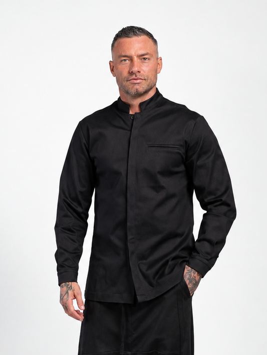GIACCA COLLO COREANA CON ABBOTTONATURA COPERTA