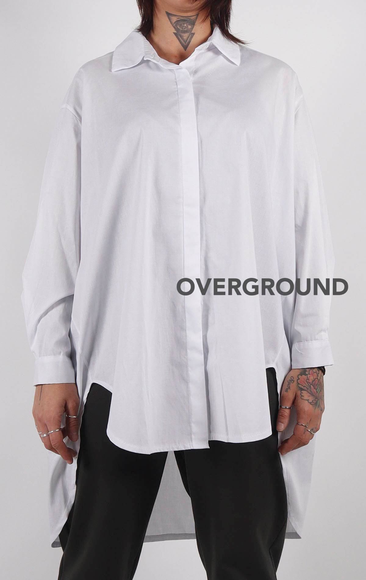 Camicia lunga  con bottoni coperti - OVERGROUND STORE 