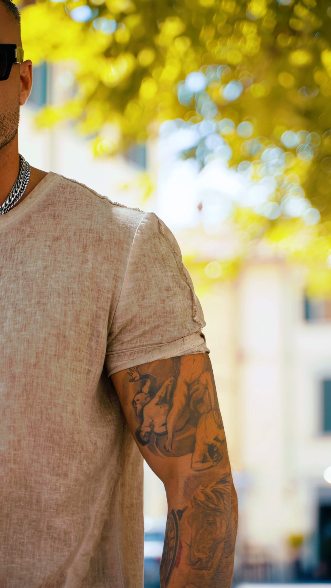 T- SHIRT LUNGA LINO CON BOTTONI