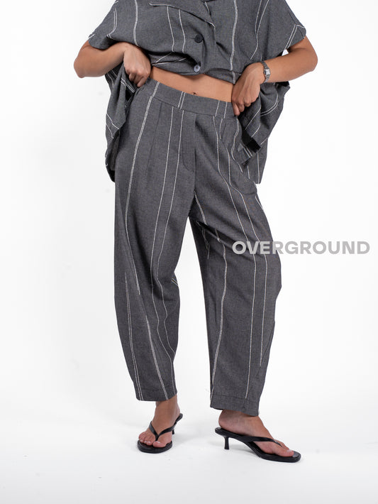 PANTALONE OVER RIGATO GAMBULE LARGO