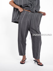 PANTALONE OVER RIGATO GAMBULE LARGO