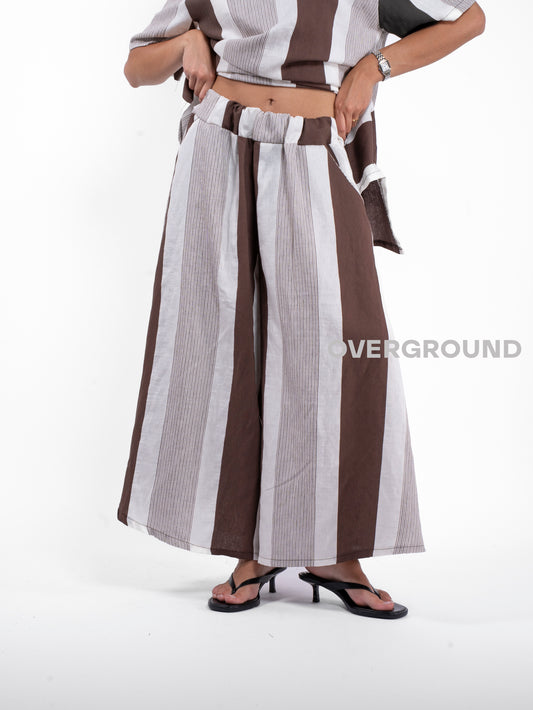 PANTALONE OVER RIGATO CON GAMBULE LARGO