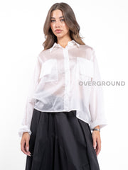 CAMICIA VELATA CON TASCHE DAVANTI