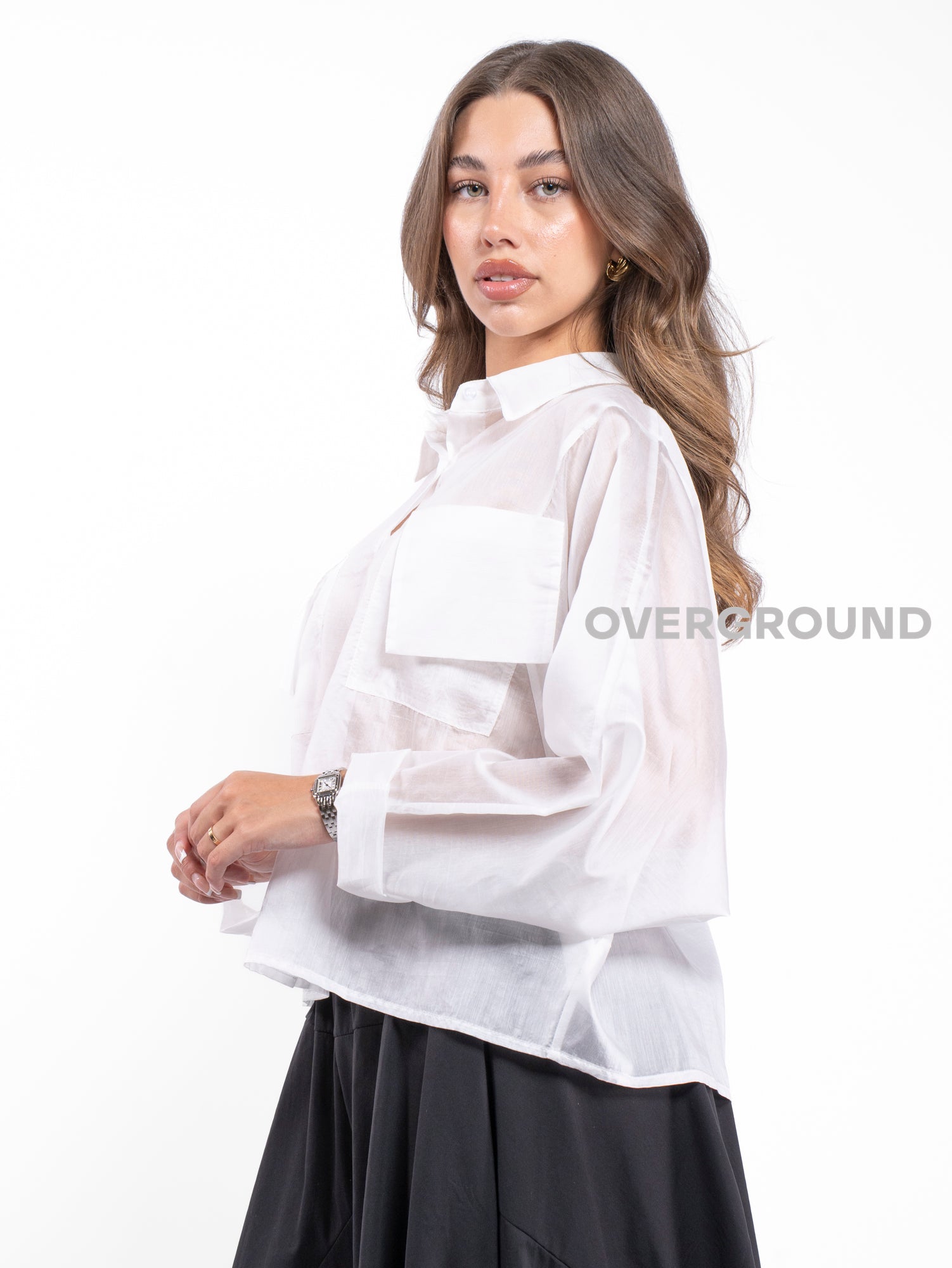 CAMICIA VELATA CON TASCHE DAVANTI