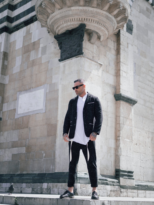 PANTALONE COTONE GESSATO CON TASCHE DAVANTI - OVERGROUND STORE 